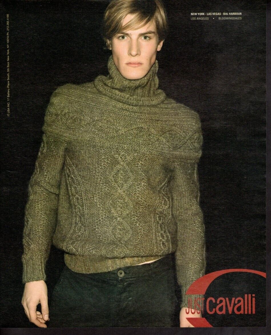 Vintage print ad advertisement Fashion Men Just Cavalli  turtleneck sweater 2007