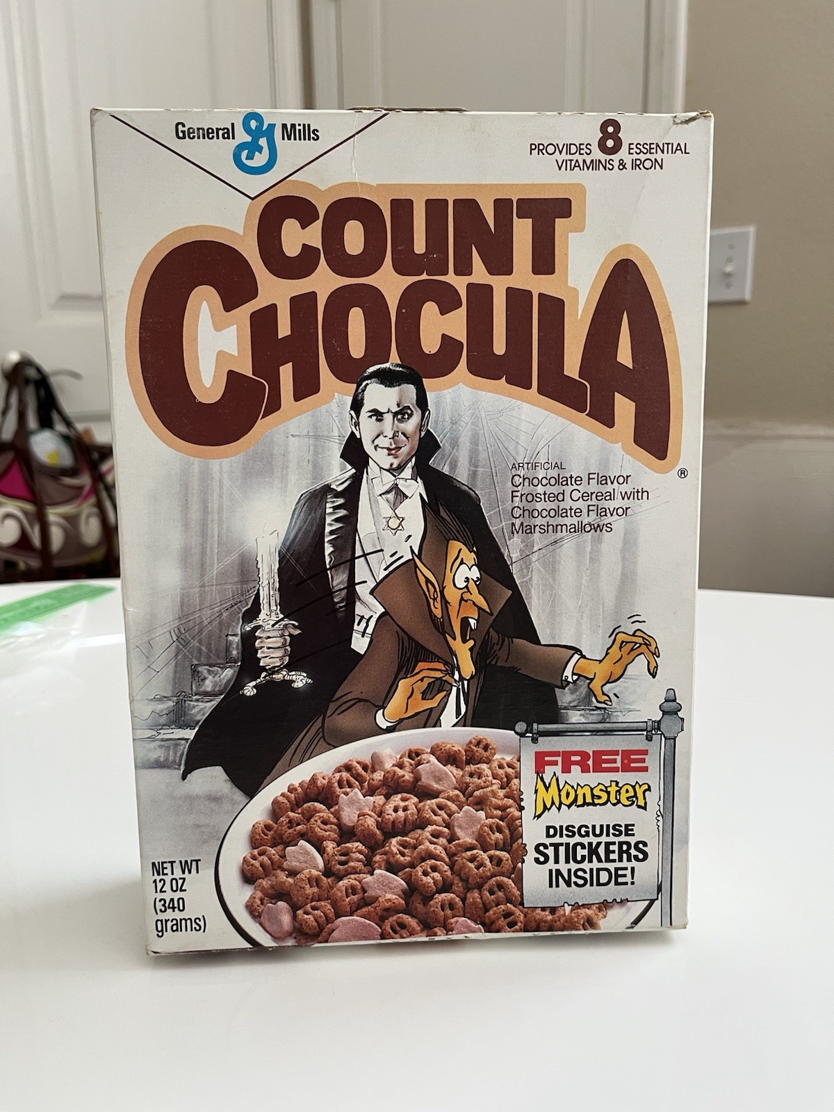 Vintage 1988 GM Count Chocula cereal box Bela Lugosi Star of David Monster Mills