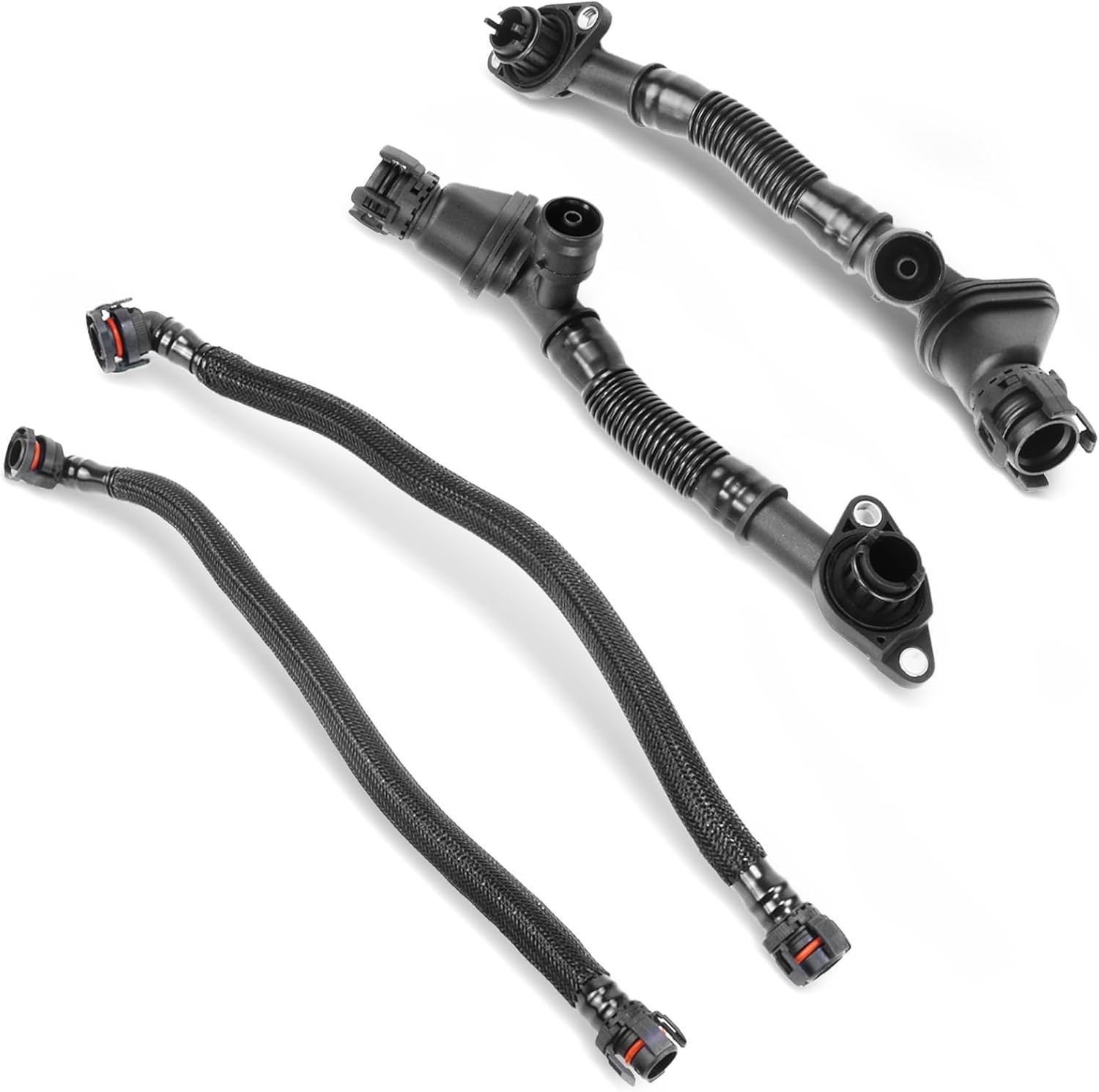 4-Piece Crankcase Vent Hose Kit Compatible with Select BMW 550i 650i 750i 750Li