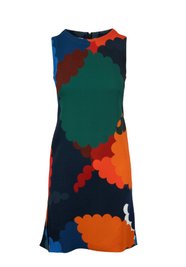 Designer Akris Punto Malt Multicolor Bold Print Sleeveless Shift Dress Sz 6