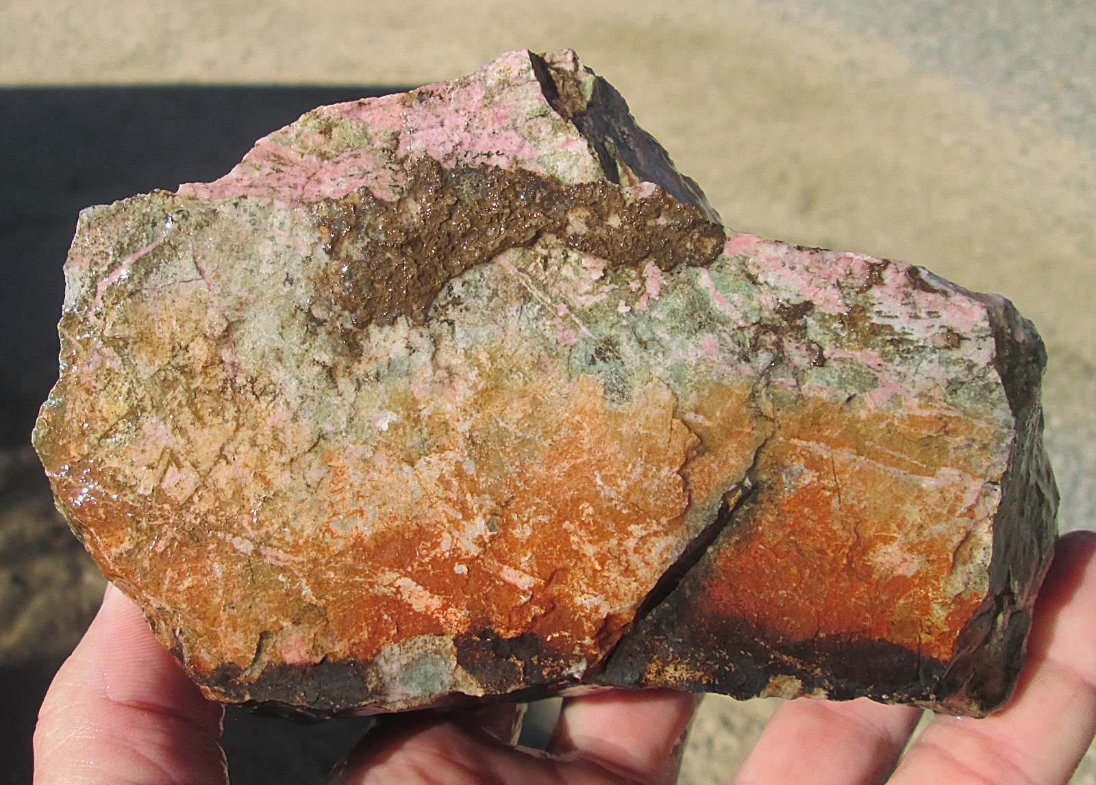 PINK EPIDOTE IN GREEN DIOPSIDE ROUGH ~ 3 lbs 7 ozs