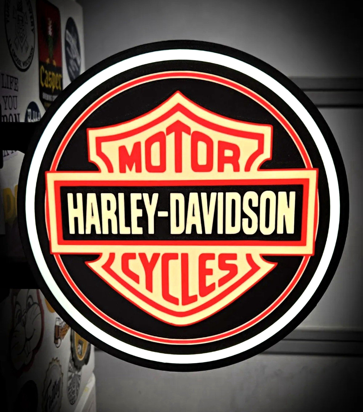 Harley-Davidson Motor Cycles Bar & Shield Logo Round Lightbox