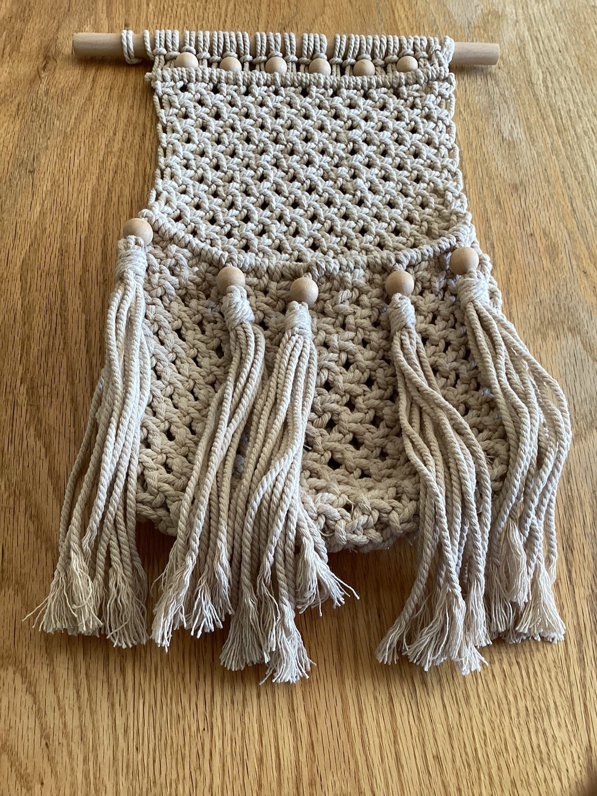 Handcrafted Retro Macrame Boho Cotton Rope Wall Hanging With Pocket 15”