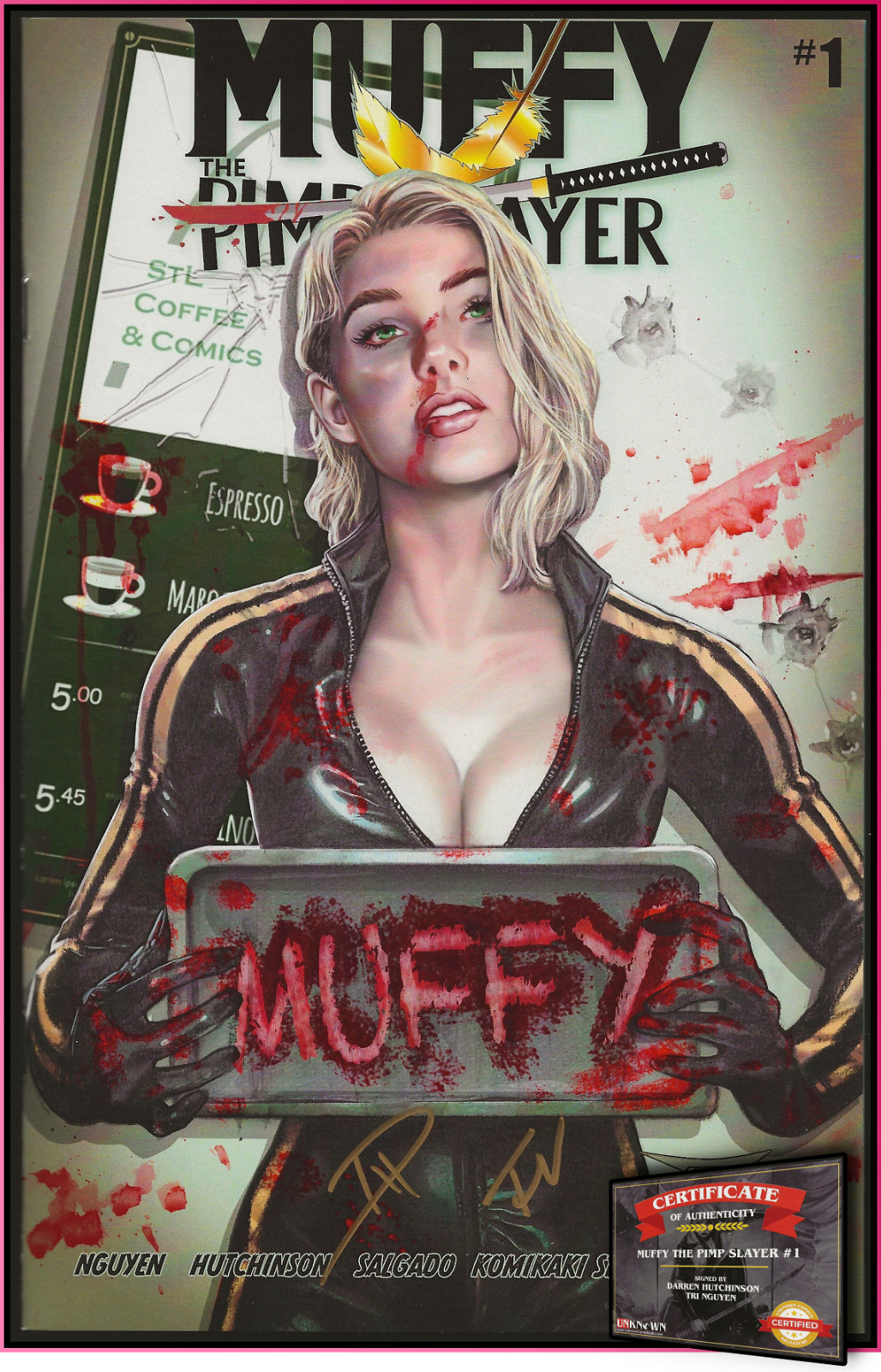 MUFFY THE PIMP SLAYER #1 (2021) LEARY CATWOMAN HOMAGE VARIANT 2X SIGNED COA NM+