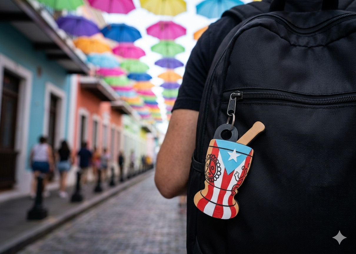Puerto Rico Flag Pilon Oversized 4 Inch Keychain Boricua Backpack/Car Accessory