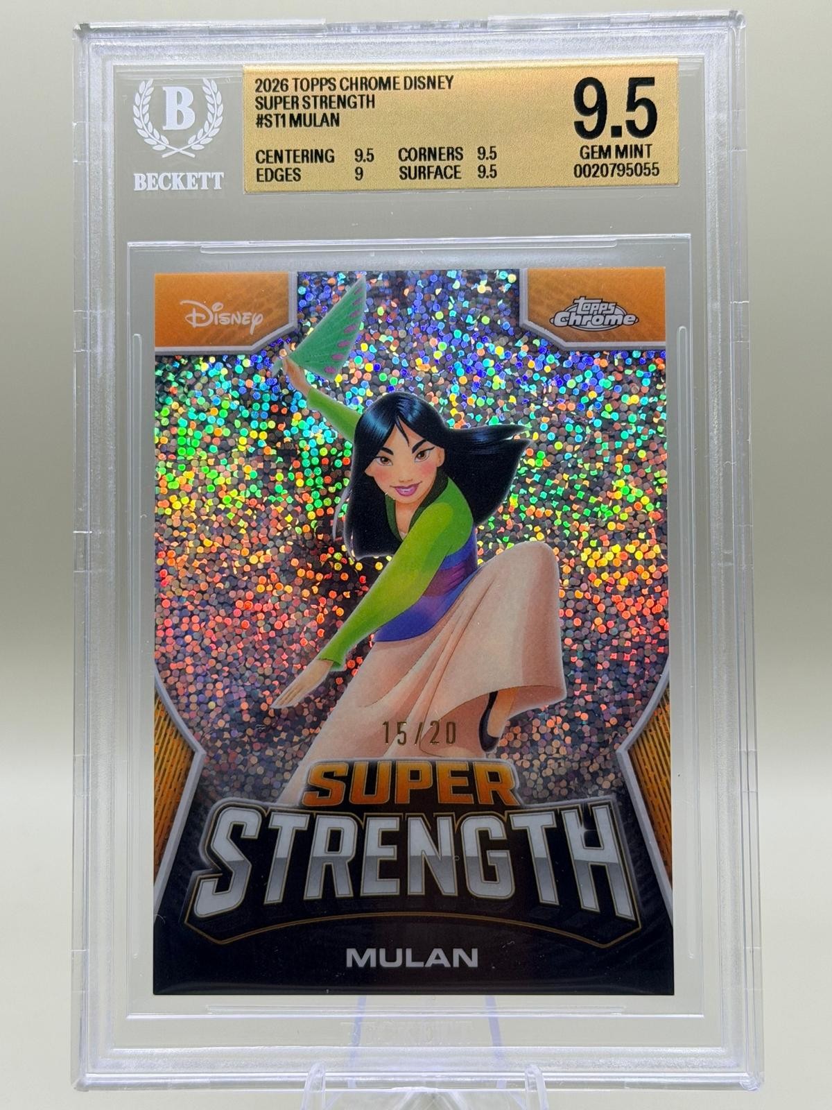 2026 Topps Chrome Disney Mulan Super Strength Chrome Speckle Refractor #15/20