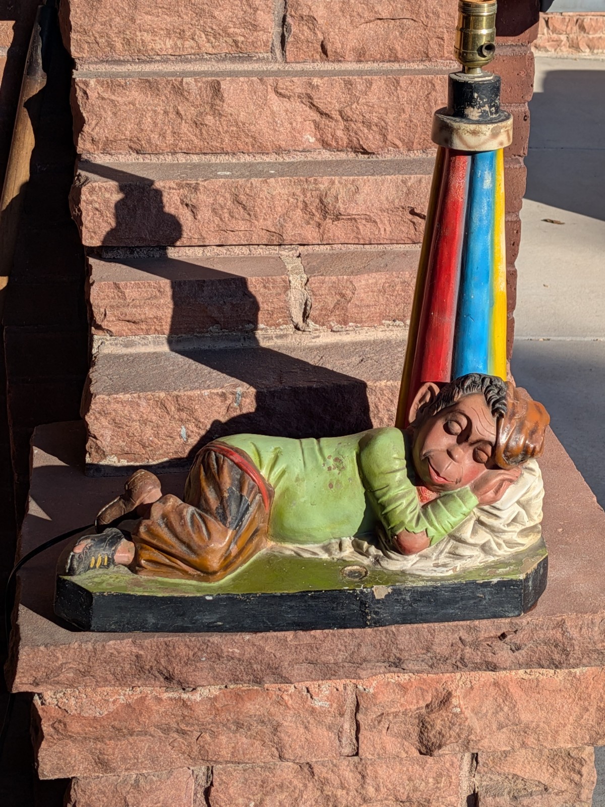 Vintage 50's Rare Large Plaster Mexican Monkey Lion Chongoleo Cartoon  Lamp $75