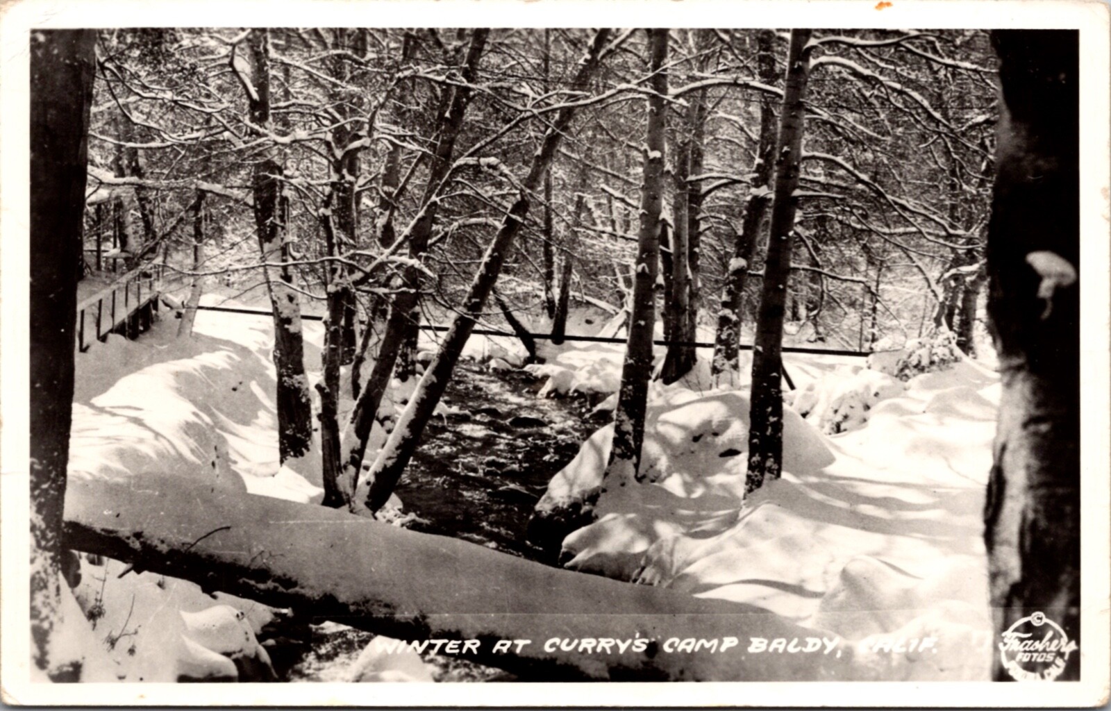 Frashers Fotos Real Photo Postcard Winter at Curry\'s Camp Baldy, California
