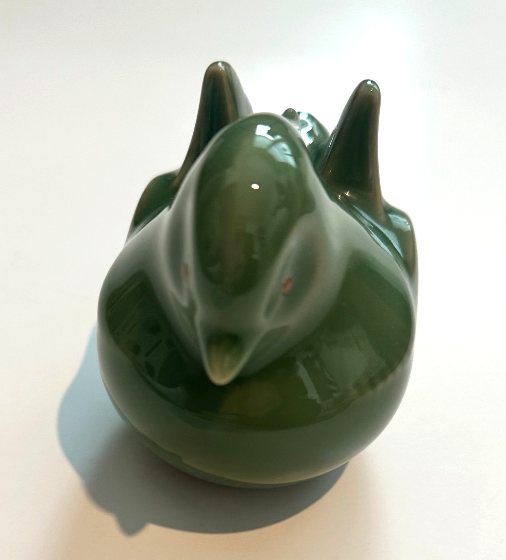 2 Vintage Celadon Mandarin Duck Figurines and  a Japanese Box