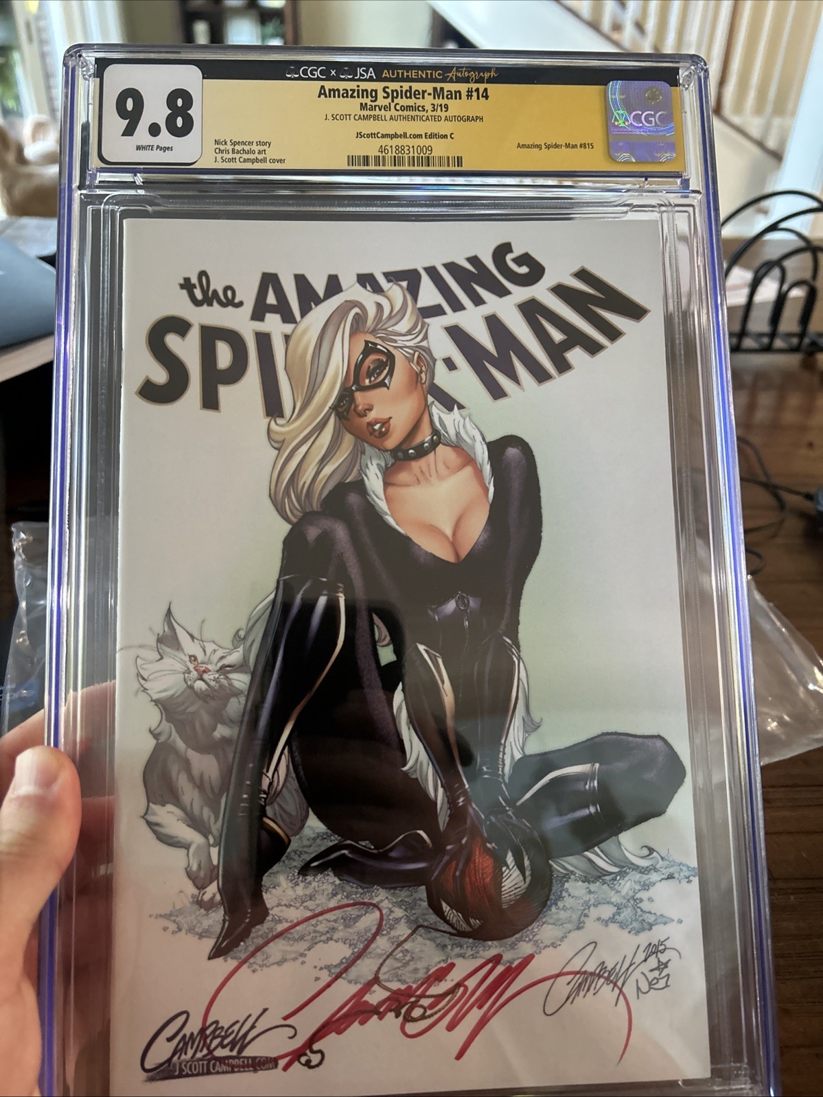 Amazing Spider-Man #14C SIGNED J Scott Campbell Variant CGC 9.8 Black Cat RARE