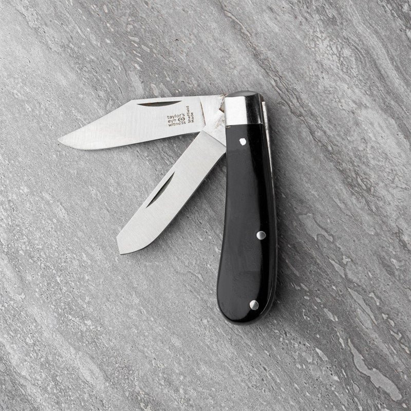 Taylor's Eye Witness Twin Pocket Knife 420HC Steel Blades Black Resin Handle
