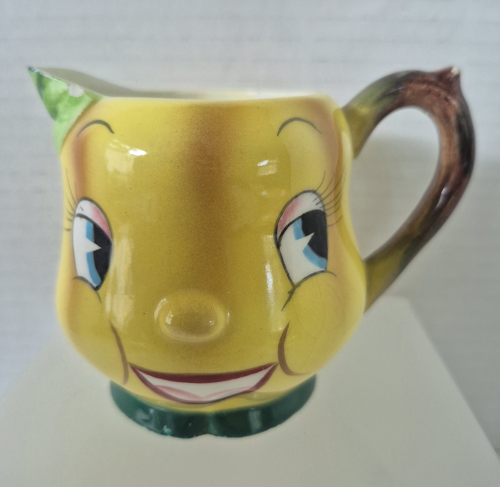 Vintage Anthropomorphic Ceramic Creamer Pear Face PY Japan Napco 1950s