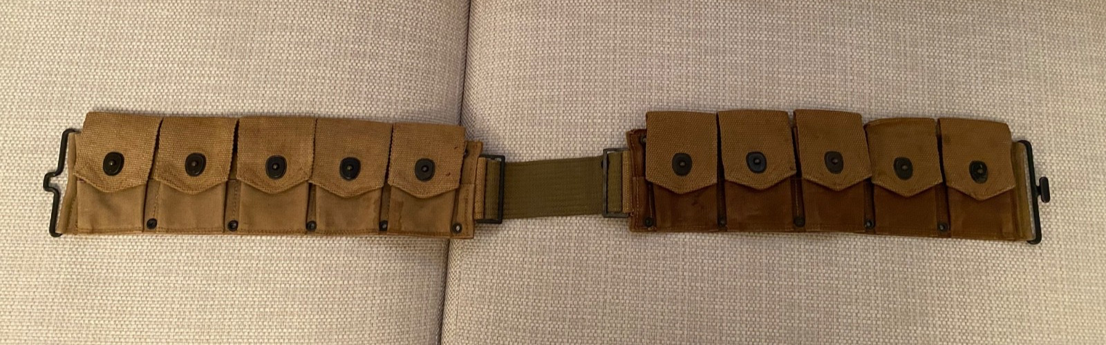 ORIGINAL WWI US ARMY M1910 CARTRIDGE BELT – 10 POCKET AMMO POUCH circa 1918