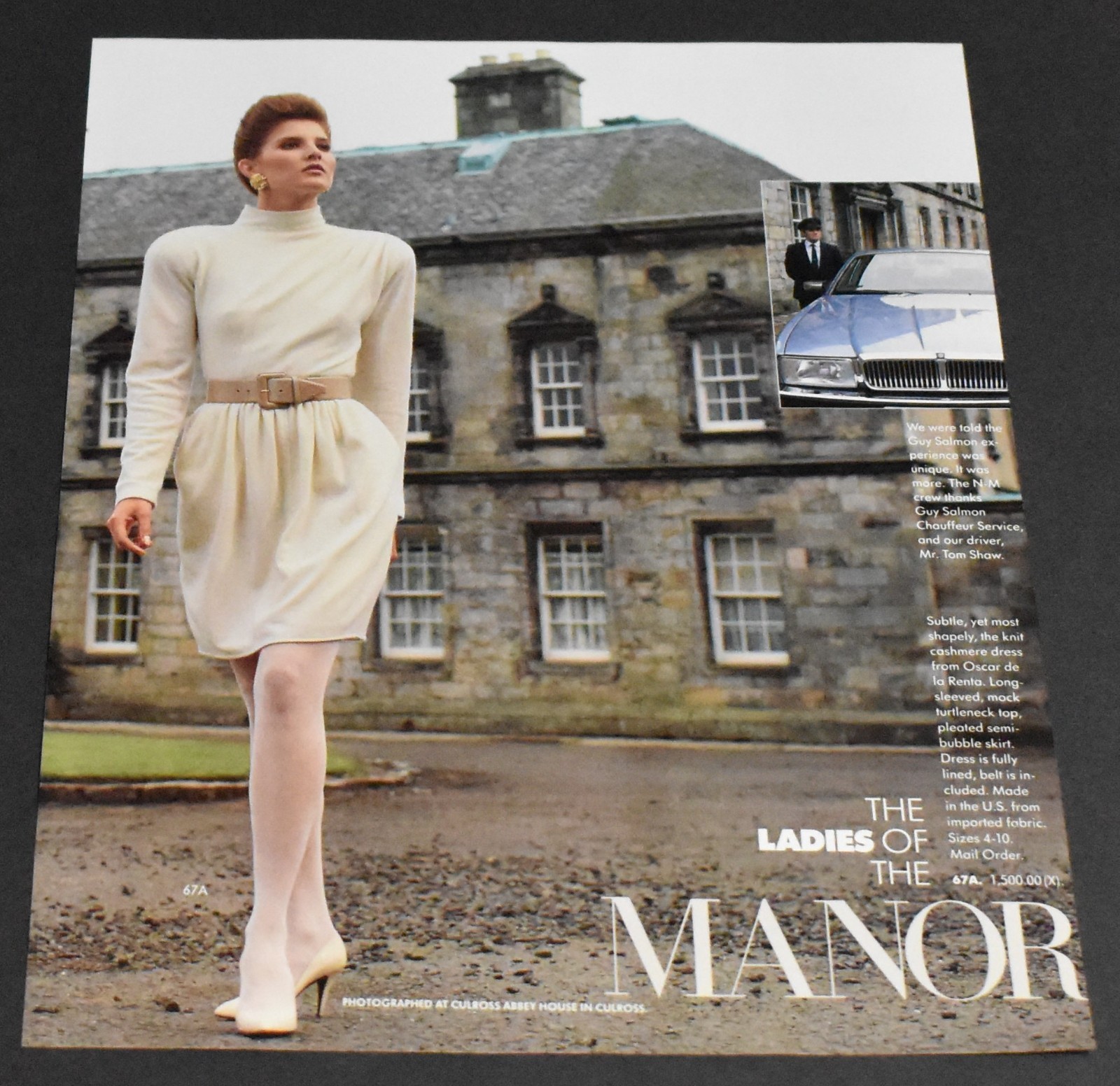 1987 Print Ad Fashion Lady Legs Heels Redhead Gorgeous Oscar de la Renta Dress H