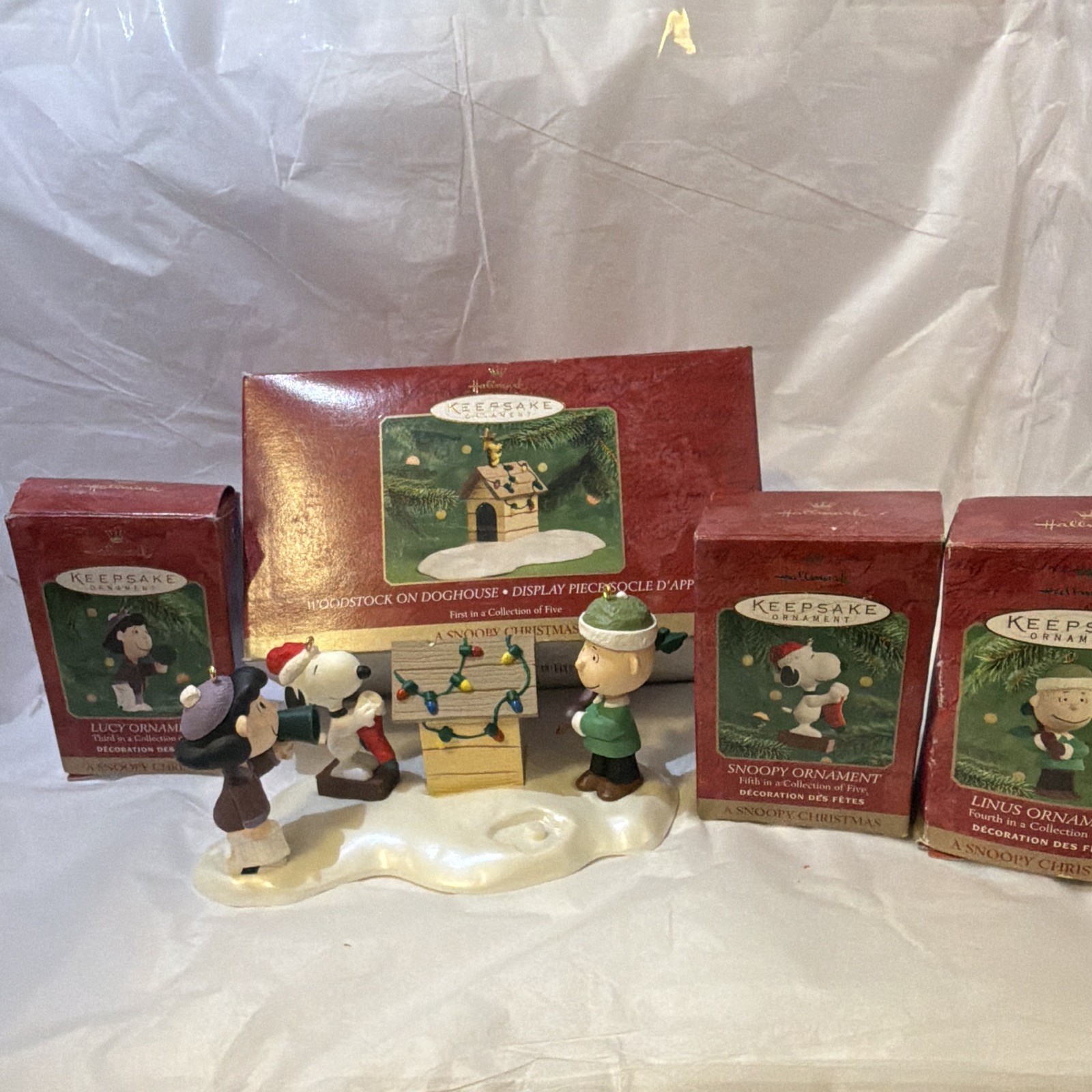 Vintage Hallmark Keepsake Peanuts Christmas Lot - 1995 & 2000 Tabletop Displays