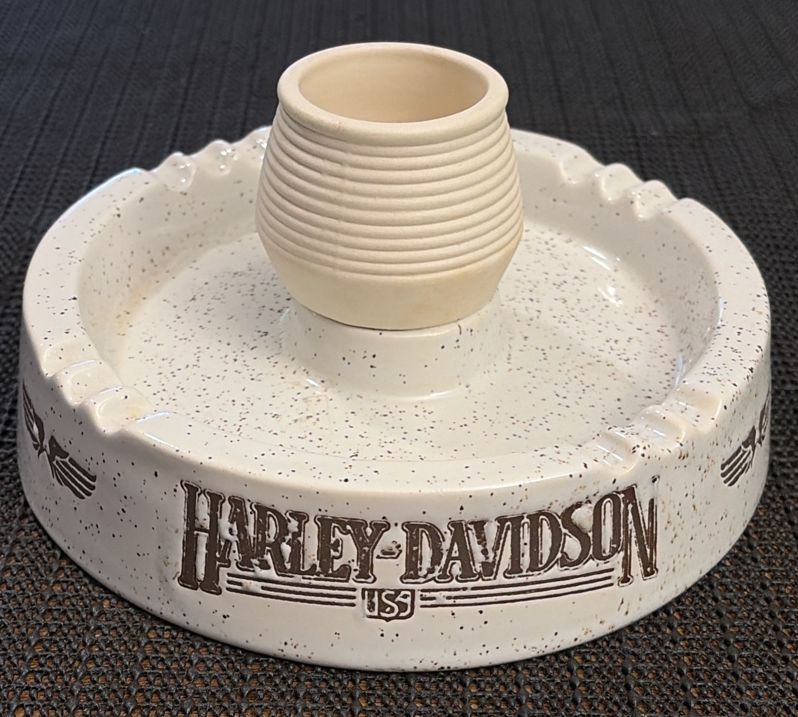 Harley Davidson 7” Ashtray - Limited Edition - Cup For Striking Matches Vintage