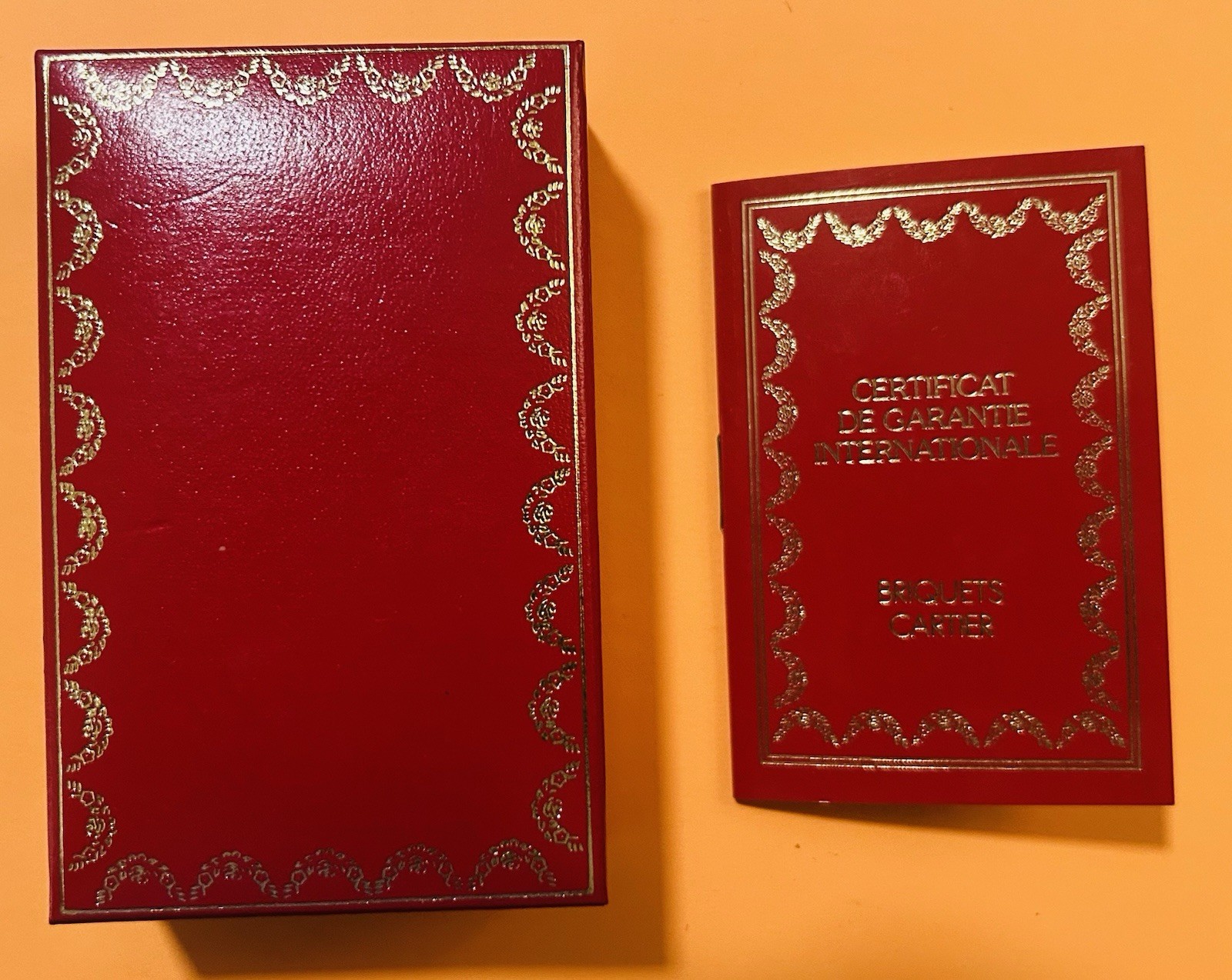 Vintage Cartier Lighter Box W/International Guarantee Certificate Booklet.