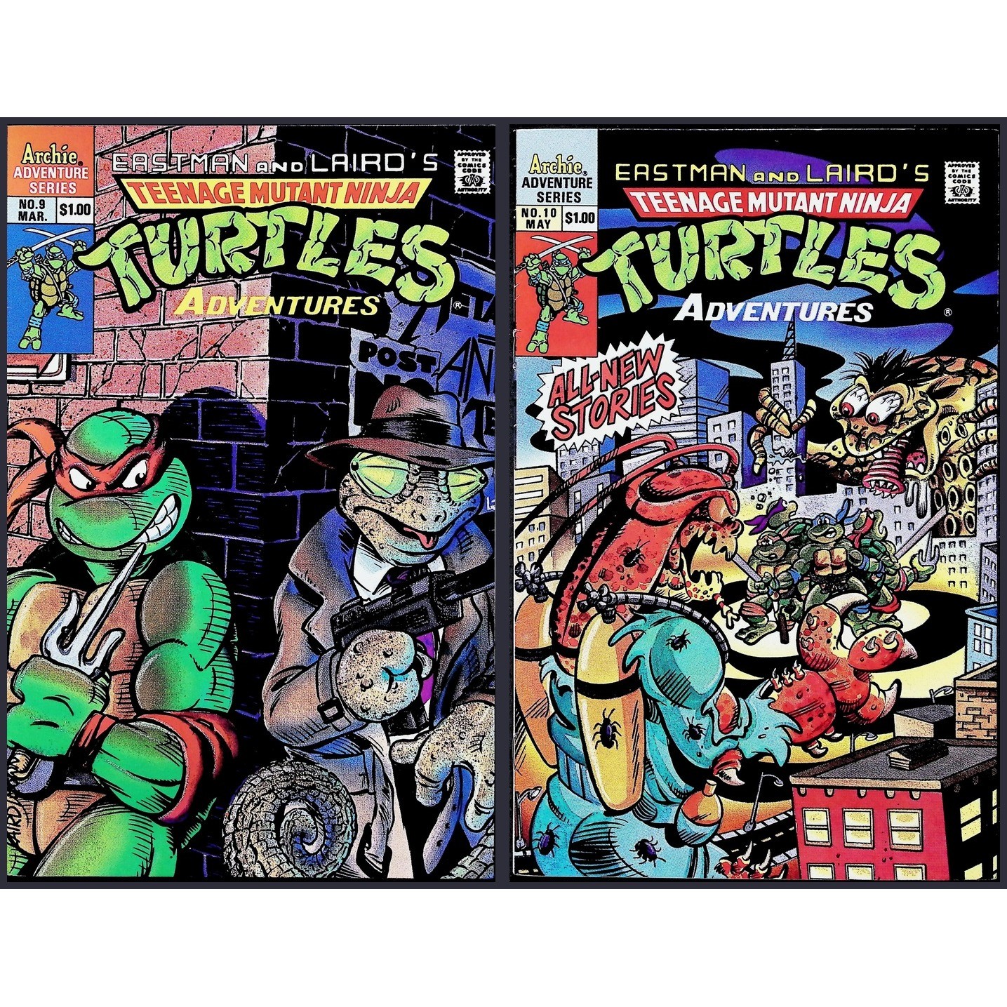 Teenage Mutant Ninja Turtles Adventures 2X Comic Lot #9 10 1st Scumbug Archie