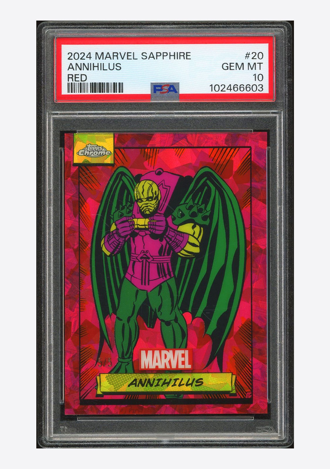 2024 Topps Chrome Marvel Sapphire PSA 10 Annihilus Base Red 5/5 #20