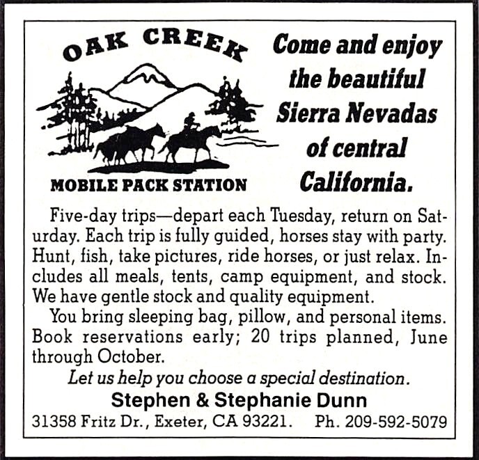 Stephen Stephanie Dunn Oak Creek Mobile Pack Station Exeter CA Vtg Mag Print Ad