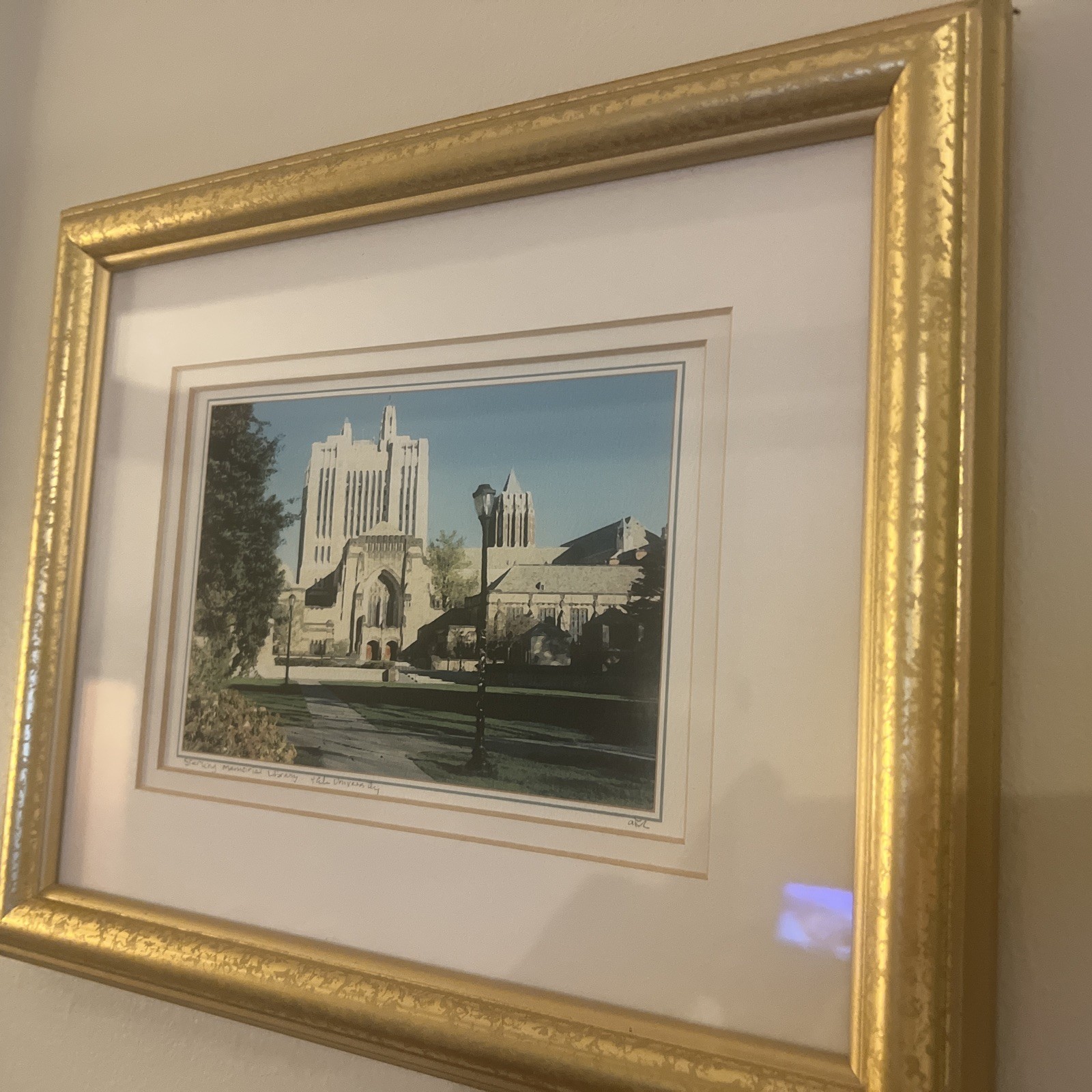 Yale University Sterling Memorial Library Print In Gold Frame 11in X 8.5in Yale University Sterling Memorial Library Print In Gold Frame 11in X 8.5in
