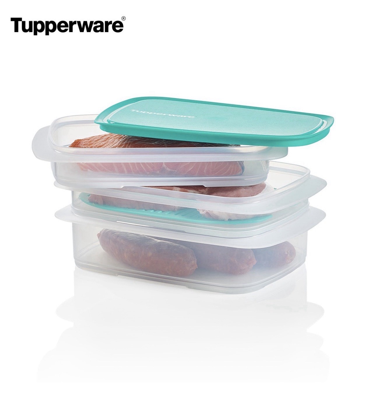Tupperware Fridge Stackables Family Set Cold Cut Keepers Deli Meat Turquoise