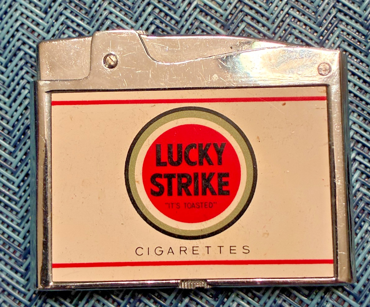 Vintage Continental Lucky Strike Cigarettes Flat Lighter - Japan Tobacciana Ad