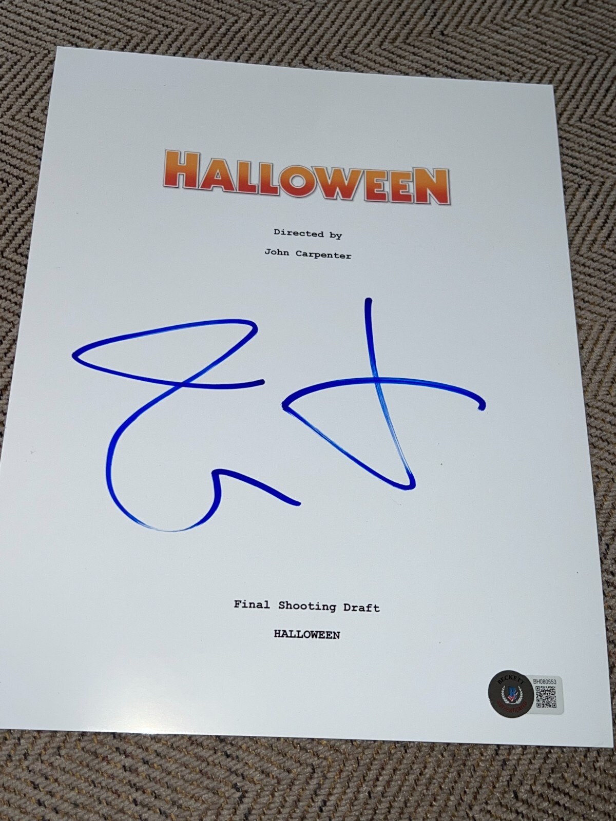 JAMIE LEE CURTIS SIGNED AUTOGRAPH HALLOWEEN MOVIE SCRIPT FULL BECKETT BAS COA F