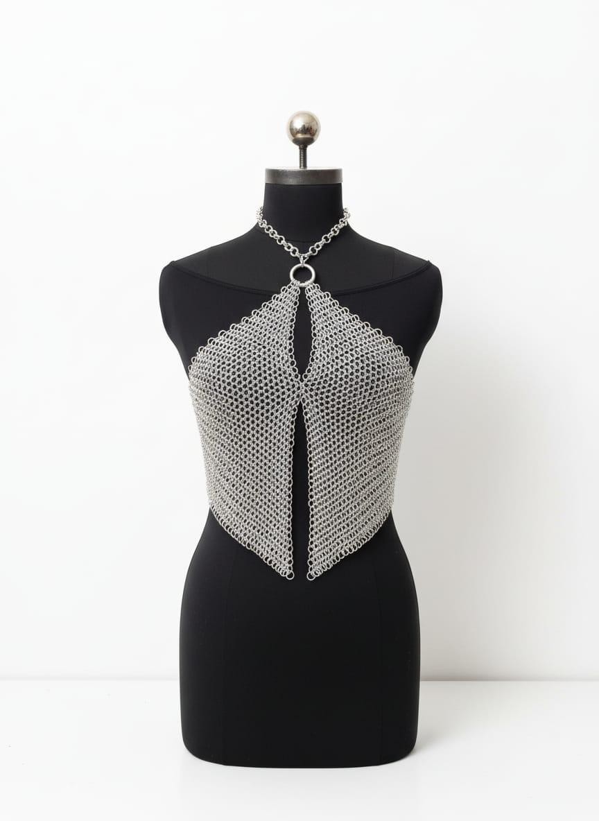 Medieval Aluminum Chainmail Bra Top Women LARP Armor Cosplay Costume Aluminium