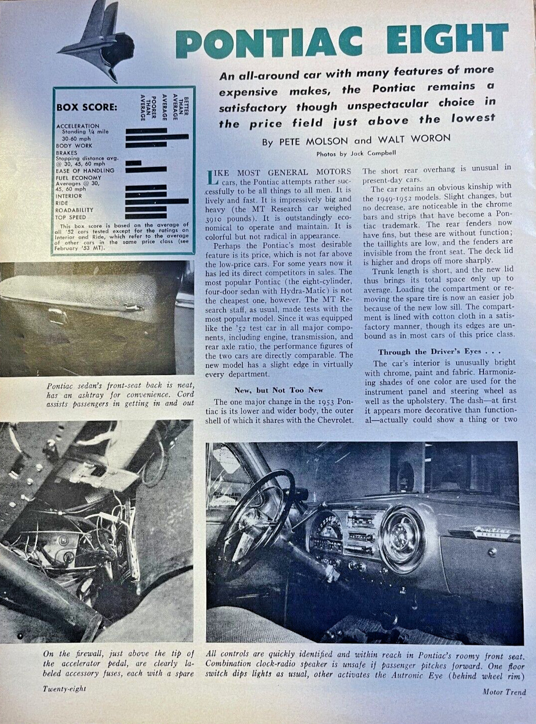 Road Test 1953 Pontiac Eight Automobile