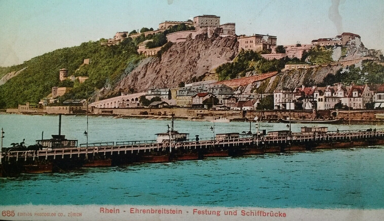 Koblenz Germany Postcard Early 1900s Rare Ehrenbreitstein Fortress Bridge Horses Koblenz Germany Postcard Early 1900s Rare Ehrenbreitstein Fortress Bridge Horses