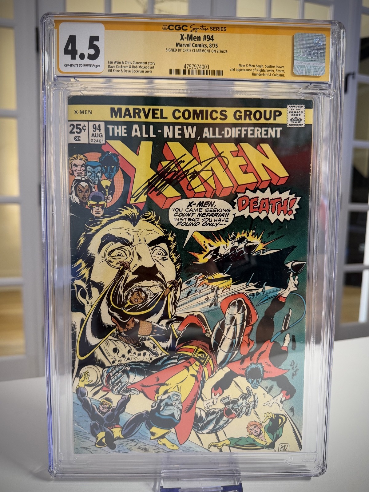 The X-Men #94 (Marvel Comics August 1975) - SS Chris Claremont CGC 4.5