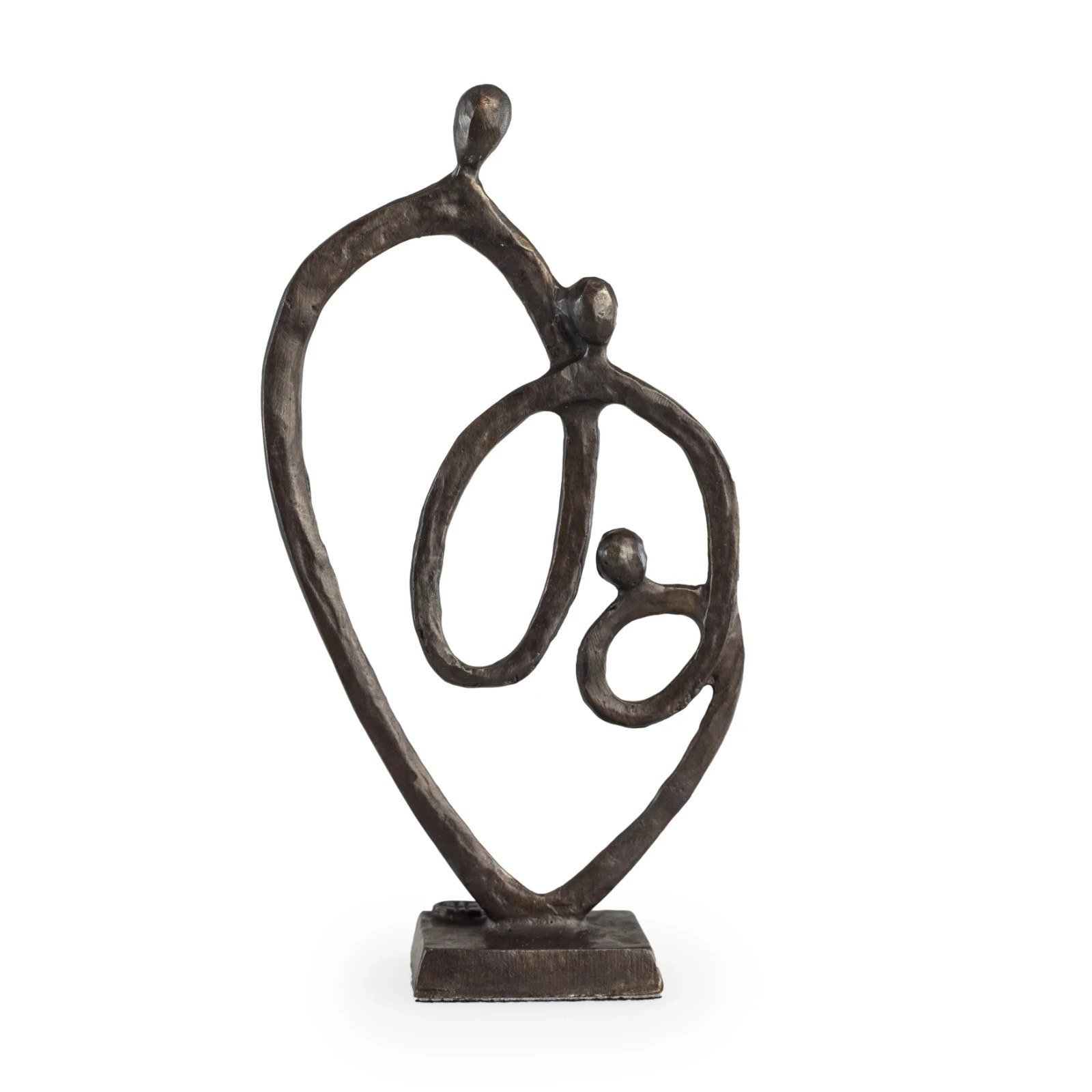 Beautiful Family Of Three Heart Ring Of Love Bronze Sculpture Home Decorative