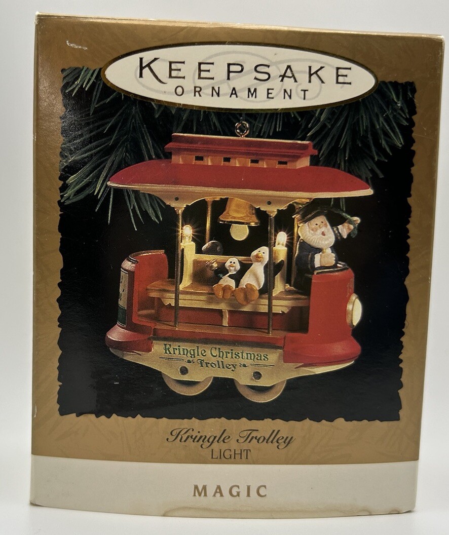 1994 Hallmark Keepsake Kringle Trolley Snow Express Gold Magic Light QLX7413 VTG