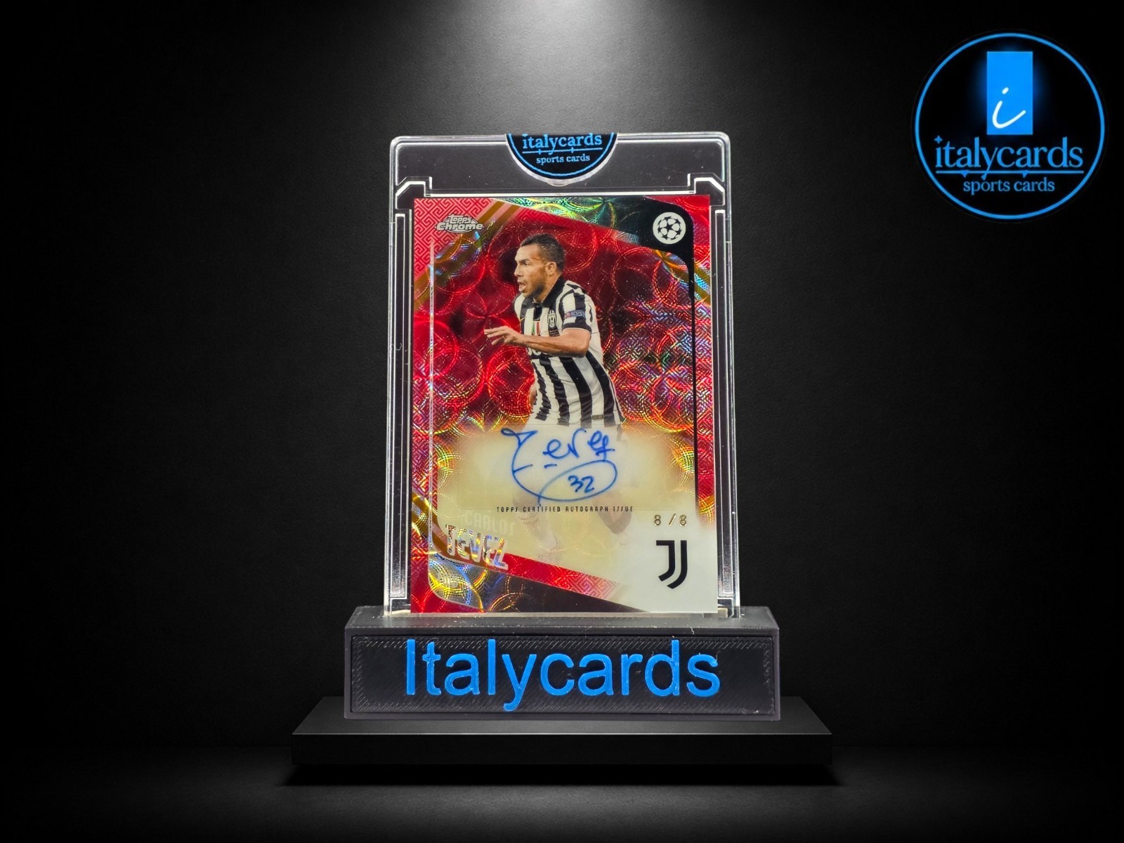 2025-26 TOPPS CHROME CARLOS TEVEZ AUTO RED HONGBAO 8/8