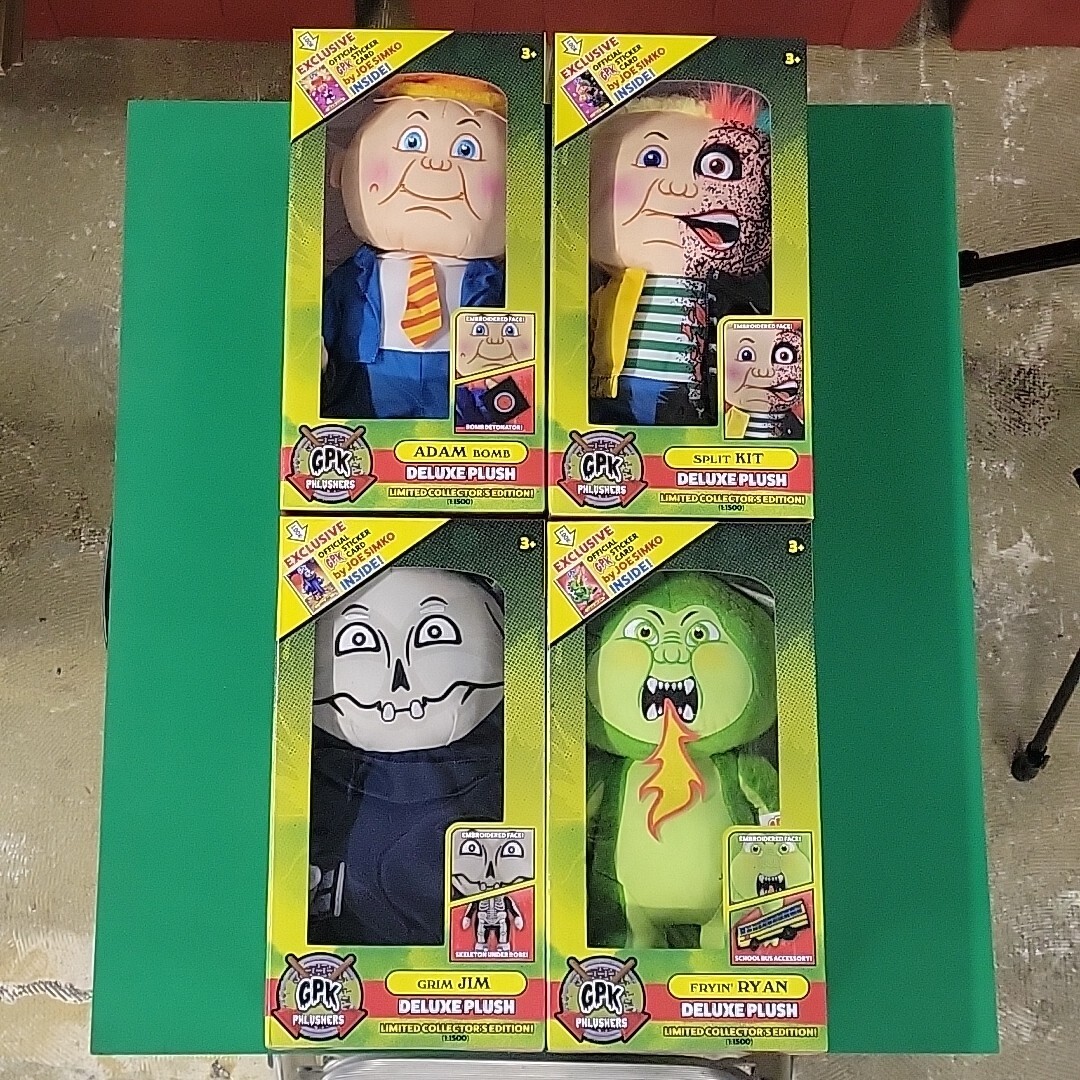 Garbage Pail Kids GPK Phlushers Deluxe Plush Set 4 Adam Bomb Fryin Ryan Grim Jim
