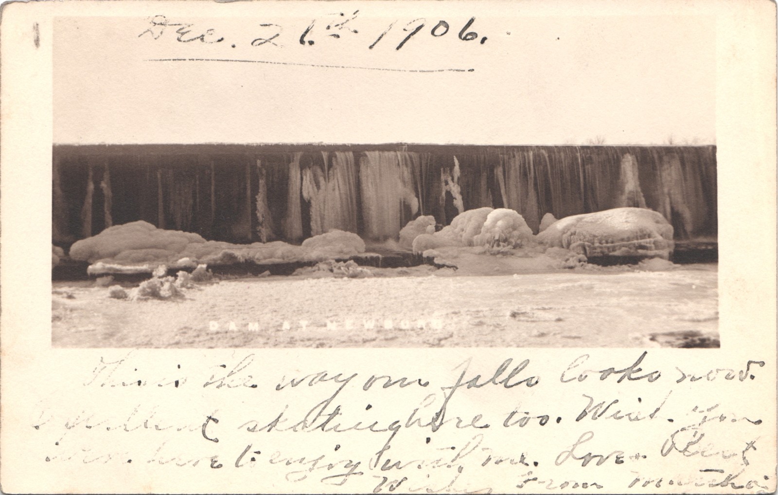 FROZEN DAM newburg wi 1906 postcard wisconsin real photo rppc