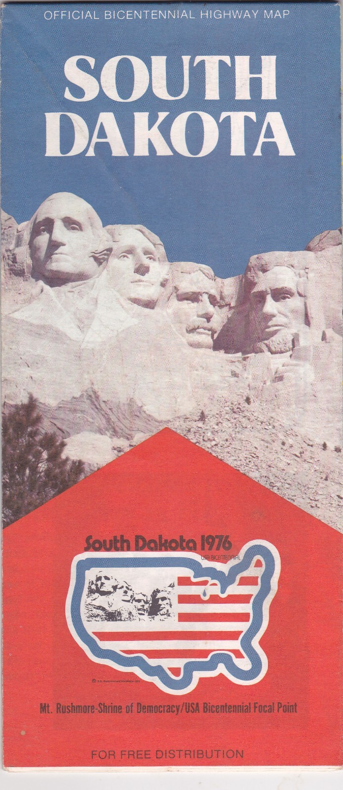 1976 Official State Issue Road Map Of South Dakota