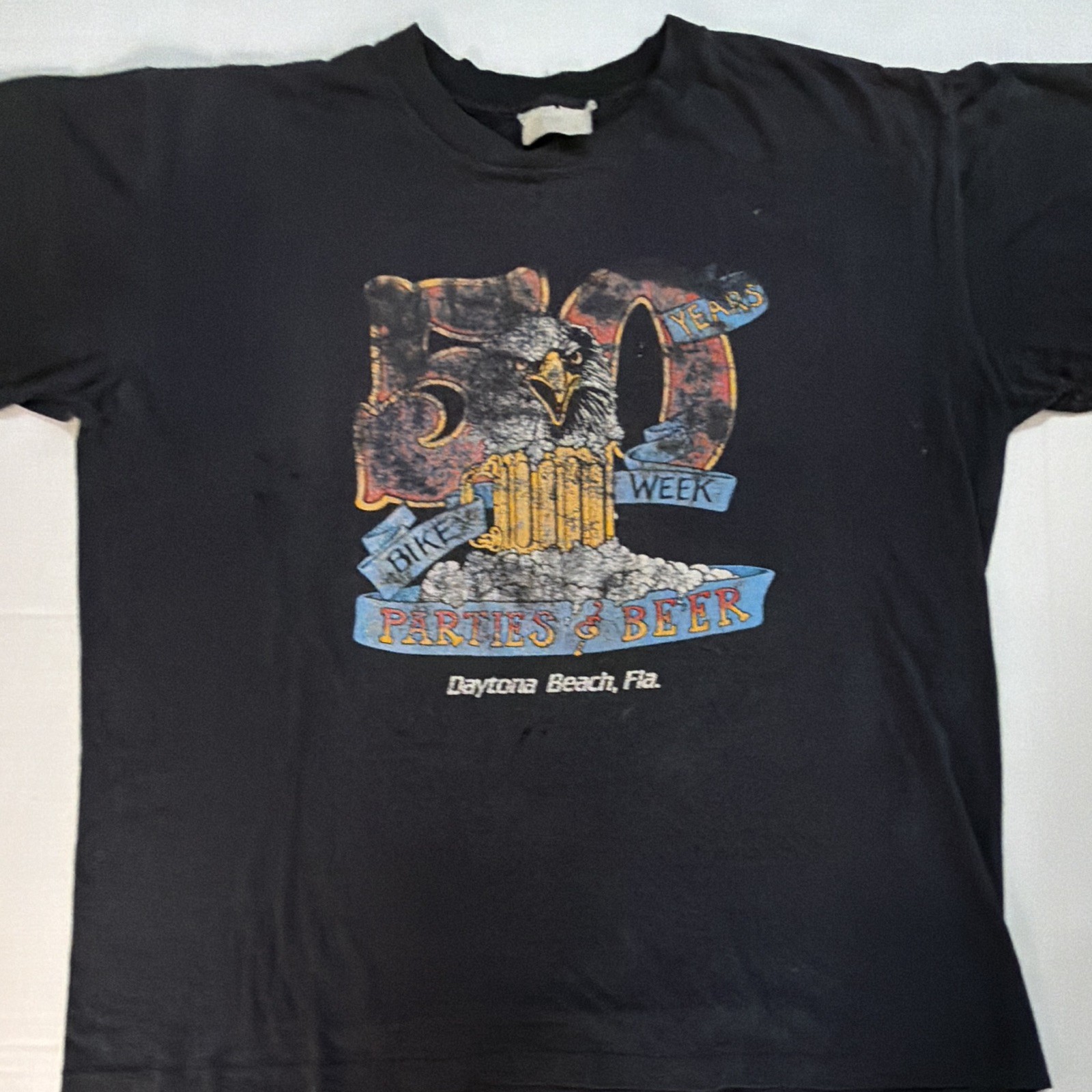 Vintage 1991 Daytona Bike Week 50th Anniversary Single Stitch Biker T Shirt XL