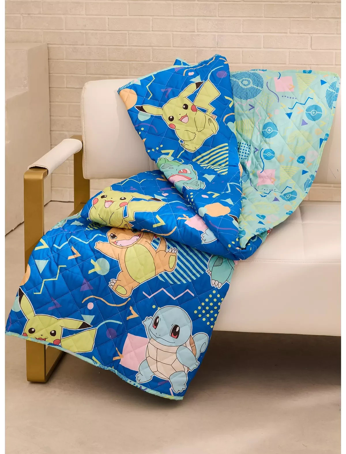 Pokémon Characters Retro Print Reversible Quilted Throw - BoxLunch Exclusive New