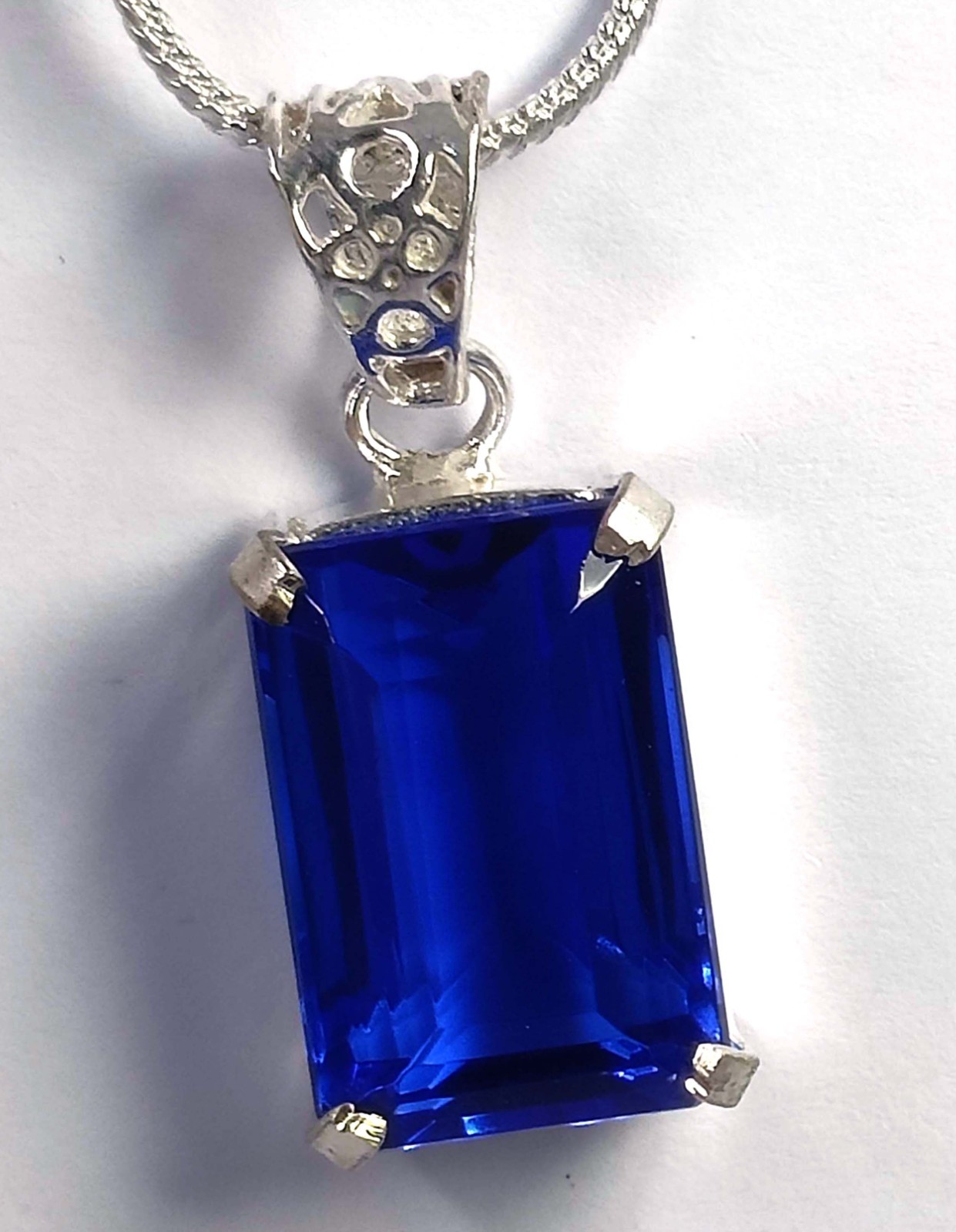 40.70 Ct Natural Blue Sapphire Emerald Shape 32x13 925 Silver IGL Gemstone 6AHM