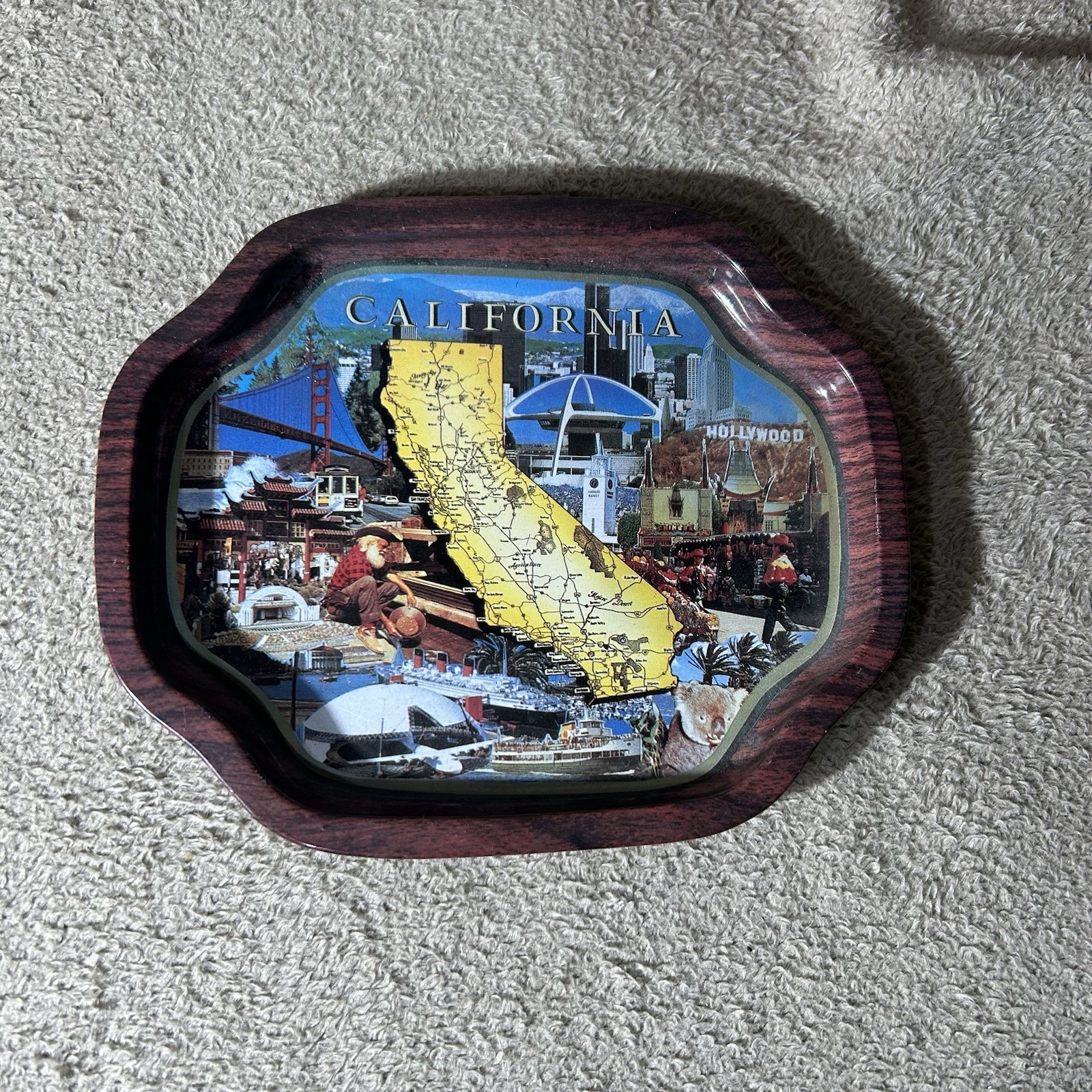 Vintage California Souvenir Tin Tray 6\