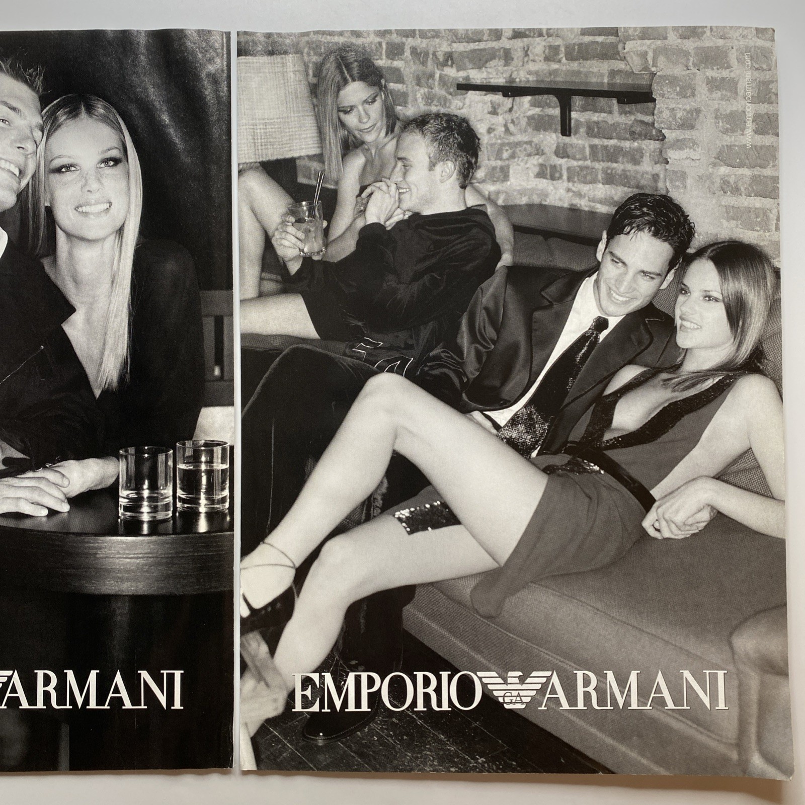 2002 Emporio Armani 2 pg PRINT AD Couples Black & White Fashion Long Legs 2000s