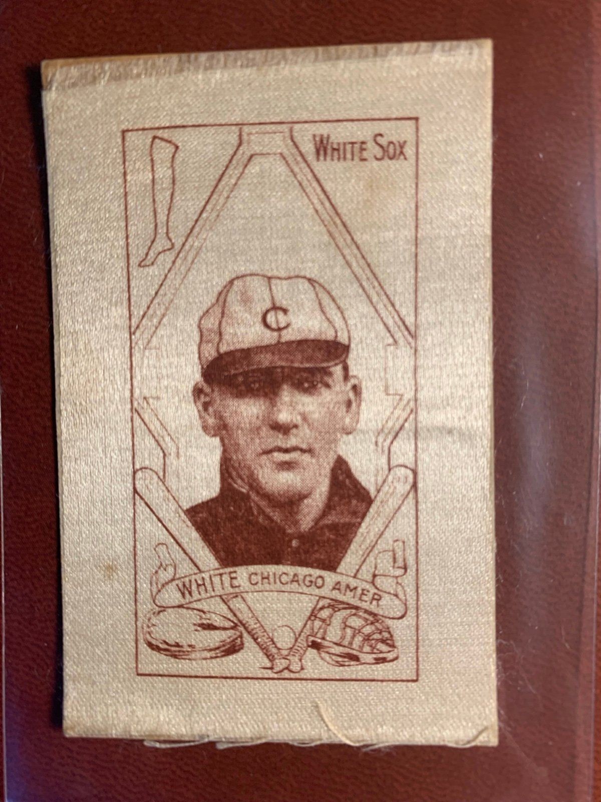 1912 S81 Turkey Red Cigarettes Silk - Doc White (Chicago White Sox) RARE INTACT