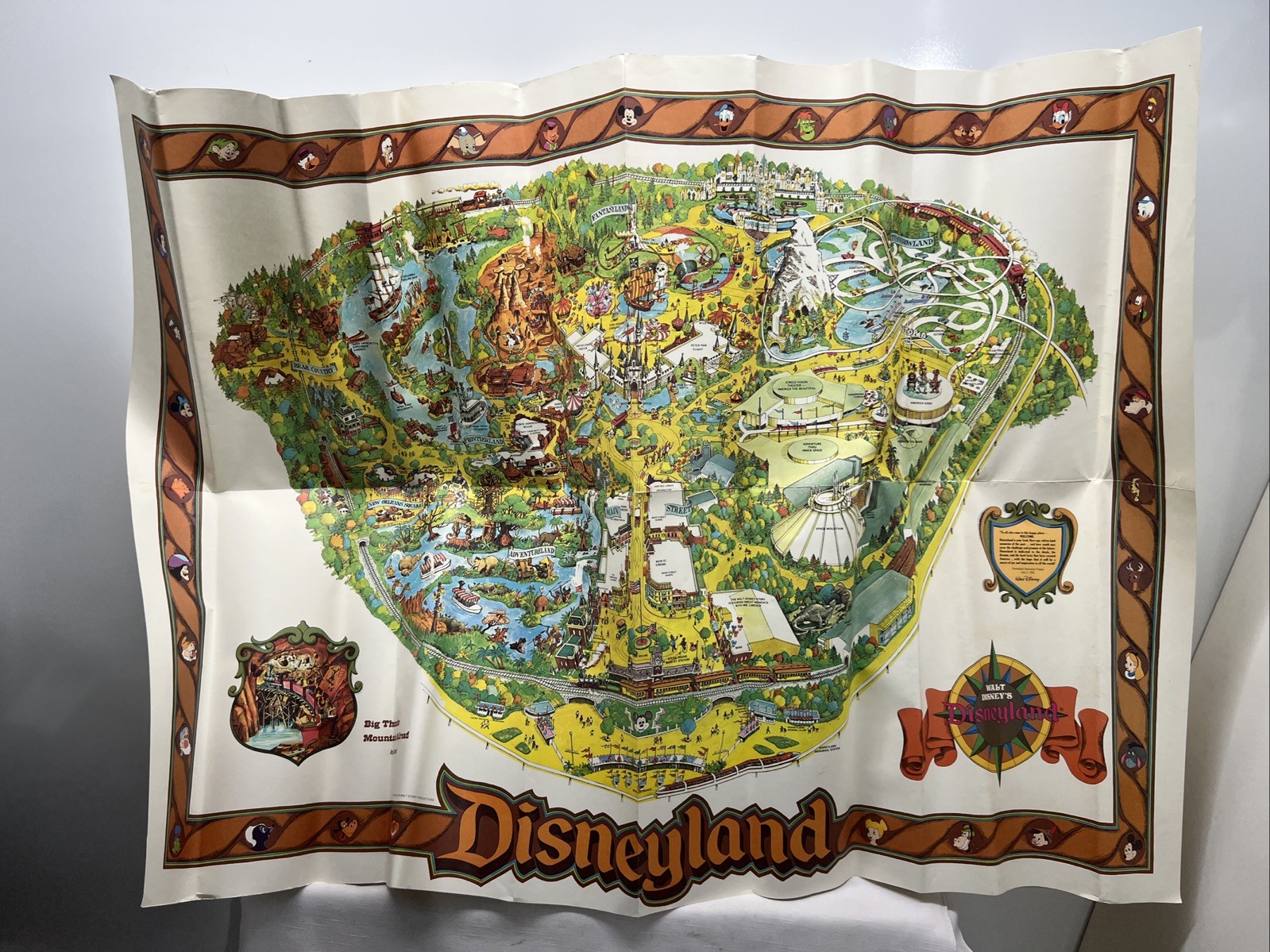 Vintage Walt Disney Disneyland Oversized Park Map Poster 1978 Unopened