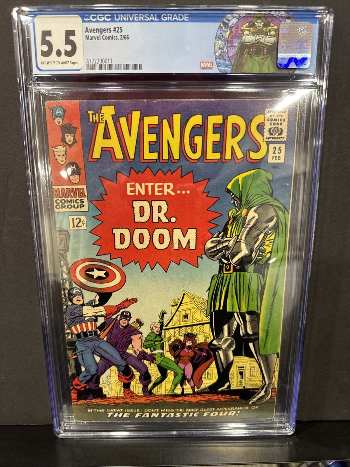 THE AVENGERS 25 CGC 5.5 1966 MARVEL 1ST DR DOOM BATTLE COVER Custom DrDoom Label