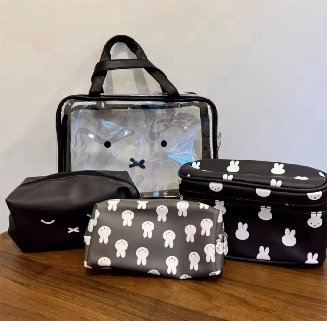 Miffy Dick Bruna Travel Pouch Set 4pcs Black Clear Bag Cosmetic Case Hapi+tas FS Miffy Dick Bruna Travel Pouch Set 4pcs Black Clear Bag Cosmetic Case Hapi+tas FS