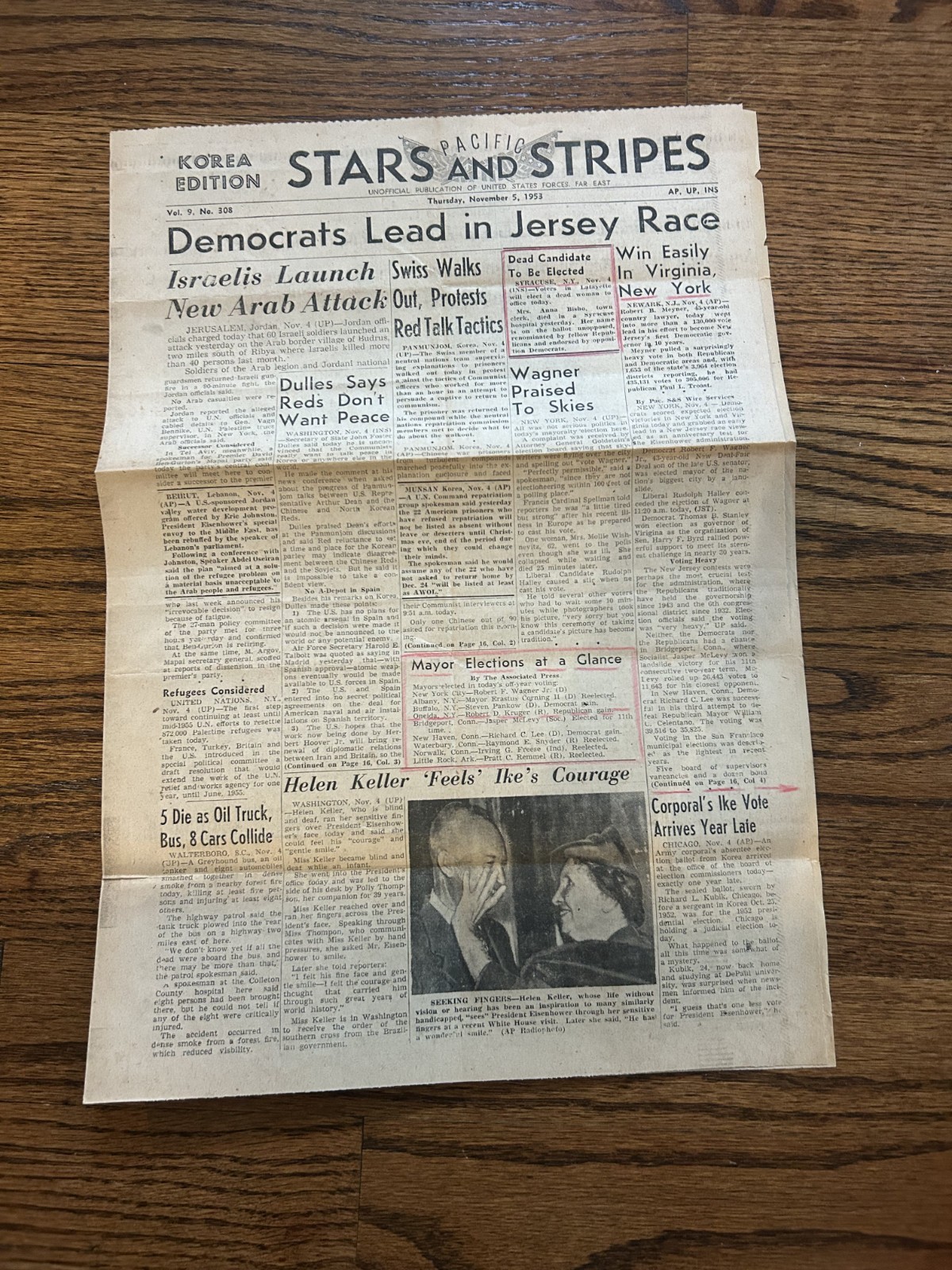 FREE SHIP November 5, 1953 Stars and Stripes newspaper Korea edition