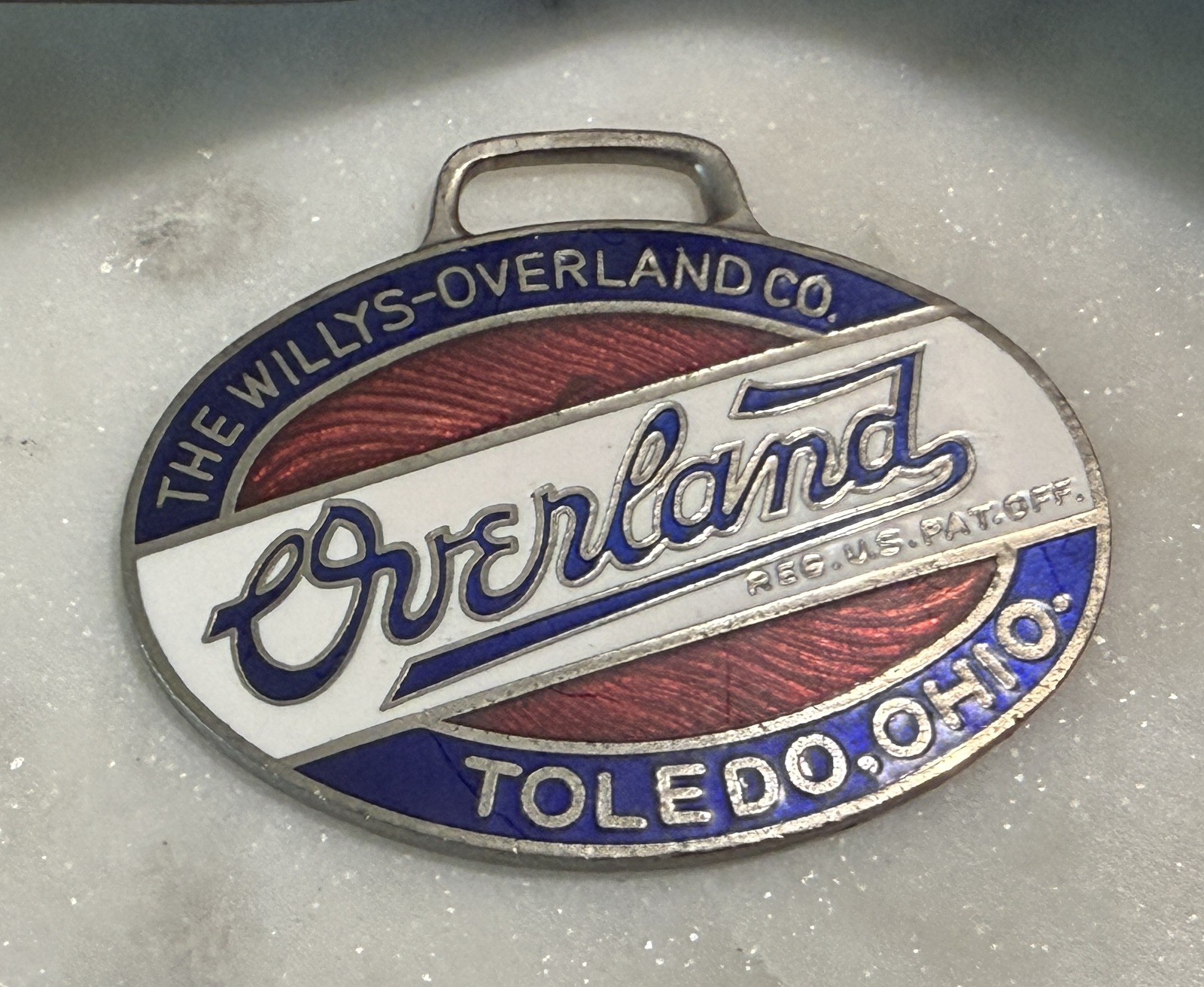 Vintage Willys Overland Toledo Ohio Car Auto Insignia Emblem Watch Fob 2”