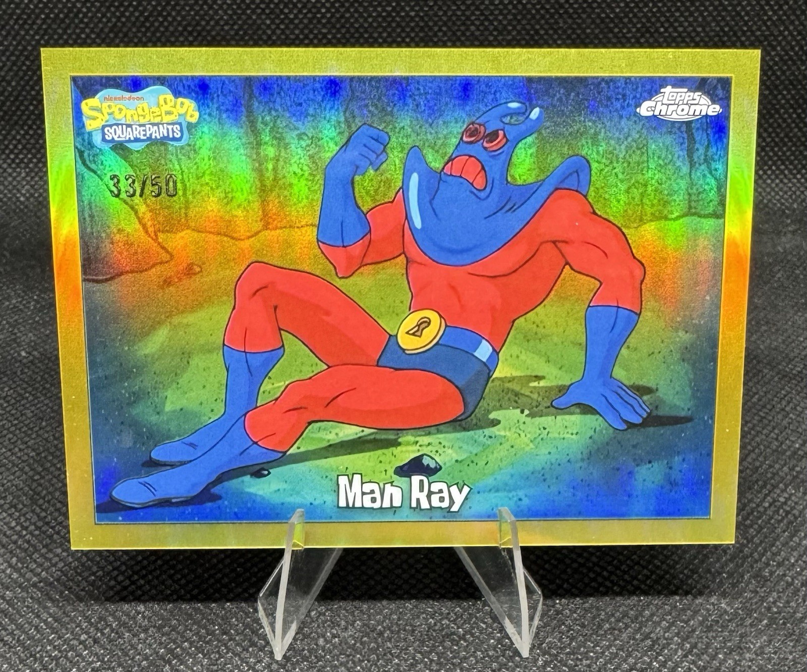 2025 Topps Chrome SpongeBob SquarePants #8 Man Ray Gold Refractor /50